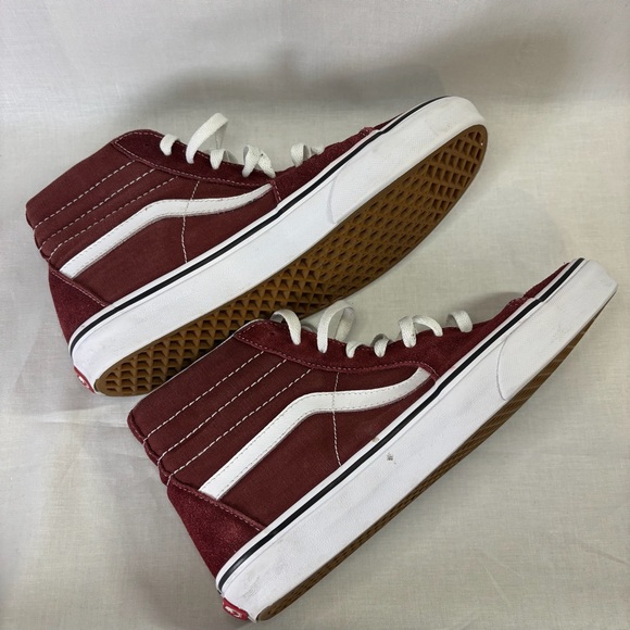 High Top Vans Skateboard Shoes - Maroon/Burgundy  - Size 10 - Picture 2 of 7